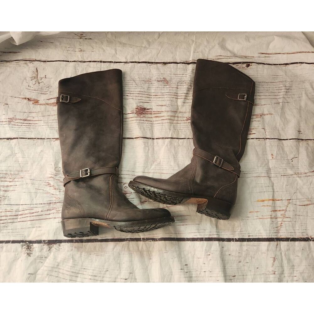 Frye‎ Dorado Lug Sole Suede Knee High Riding Boots Size 6